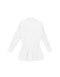 Adjustable Drawstring Waist Balloon Hem Shirt Dress