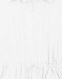 Adjustable Drawstring Waist Balloon Hem Shirt Dress