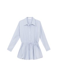 Adjustable Drawstring Waist Balloon Hem Shirt Dress