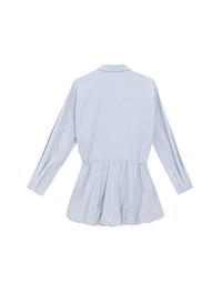 Adjustable Drawstring Waist Balloon Hem Shirt Dress