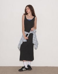 Ribbed Knit U Neck Sleeveless Maxi Dress