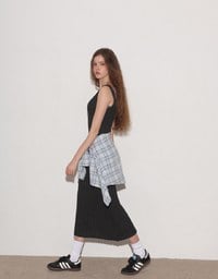 Ribbed Knit U Neck Sleeveless Maxi Dress