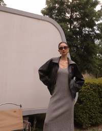 Ribbed Knit U Neck Sleeveless Maxi Dress