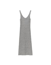 Ribbed Knit U Neck Sleeveless Maxi Dress
