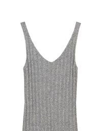 Ribbed Knit U Neck Sleeveless Maxi Dress