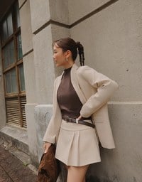 【Ling Cheng Design】Minimal Round Buckle Belt with AIR SPACE Logo Embroidered