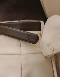 【Ling Cheng Design】Minimal Round Buckle Belt with AIR SPACE Logo Embroidered