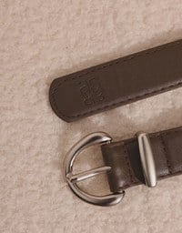 【Ling Cheng Design】Minimal Round Buckle Belt with AIR SPACE Logo Embroidered