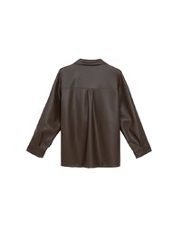 Classic Collar Faux Leather Snap Button Oversized Jacket