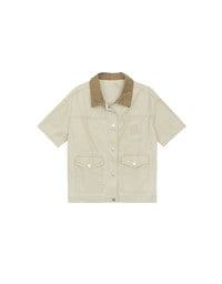 Contrast Collar Short Sleeve Jeans Denim Jacket