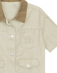 Contrast Collar Short Sleeve Jeans Denim Jacket