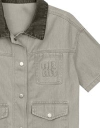 Contrast Collar Short Sleeve Jeans Denim Jacket