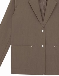 Oversized Lapel Blazer with Patch Pockets Detail
