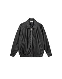 Faux Suede Oversized Collared Zip Up Jacket