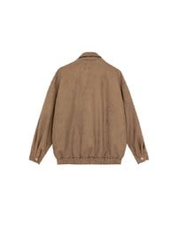 Faux Suede Oversized Collared Zip Up Jacket