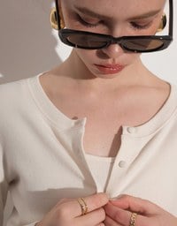 Cropped Button Front Cardigan and Spaghetti Strap Crop Camisole Set Wear