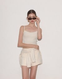 Cropped Button Front Cardigan and Spaghetti Strap Crop Camisole Set Wear