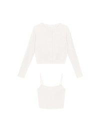 Cropped Button Front Cardigan and Spaghetti Strap Crop Camisole Set Wear