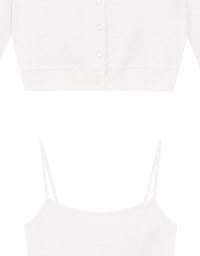Cropped Button Front Cardigan and Spaghetti Strap Crop Camisole Set Wear