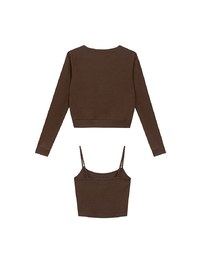 Cropped Button Front Cardigan and Spaghetti Strap Crop Camisole Set Wear