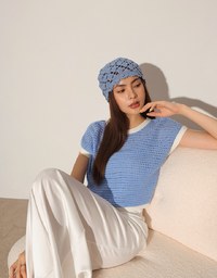 Contrast Trim Open Knit Crop Tank Top