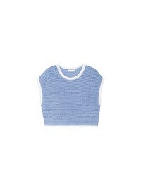 Contrast Trim Open Knit Crop Tank Top