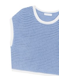 Contrast Trim Open Knit Crop Tank Top