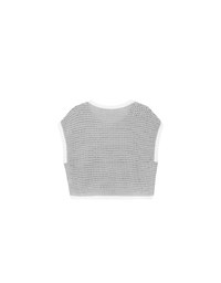 Contrast Trim Open Knit Crop Tank Top