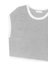 Contrast Trim Open Knit Crop Tank Top