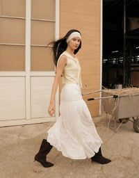 Knit Shawl Sleeveless Crop Cardigan Top
