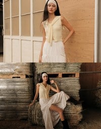 Knit Shawl Sleeveless Crop Cardigan Top