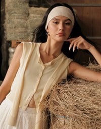 Knit Shawl Sleeveless Crop Cardigan Top