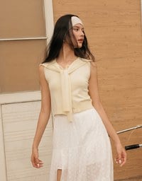 Knit Shawl Sleeveless Crop Cardigan Top