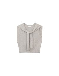 Knit Shawl Sleeveless Crop Cardigan Top