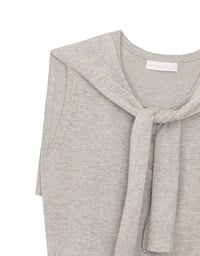 Knit Shawl Sleeveless Crop Cardigan Top
