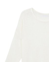 Sheer Round Neck Long Sleeve Oversized Knit Top
