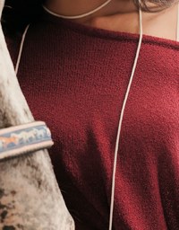 Sheer Round Neck Long Sleeve Oversized Knit Top