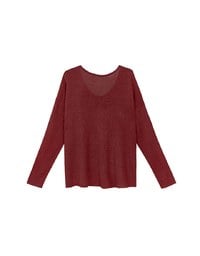 Sheer Round Neck Long Sleeve Oversized Knit Top