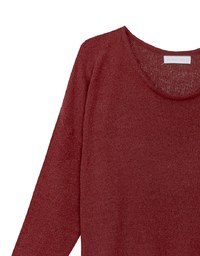 Sheer Round Neck Long Sleeve Oversized Knit Top