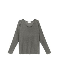 Sheer Round Neck Long Sleeve Oversized Knit Top