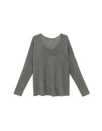 Sheer Round Neck Long Sleeve Oversized Knit Top
