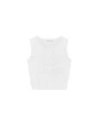 Crop Ribbed Knit Tank Top with AIR SPACE Logo Embroidered