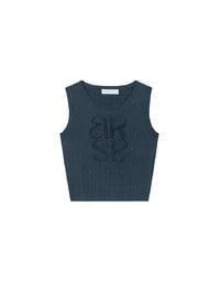 Crop Ribbed Knit Tank Top with AIR SPACE Logo Embroidered