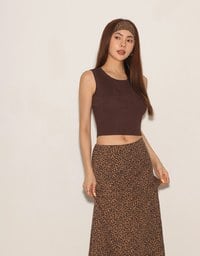 Crop Ribbed Knit Tank Top with AIR SPACE Logo Embroidered