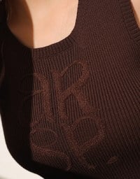 Crop Ribbed Knit Tank Top with AIR SPACE Logo Embroidered