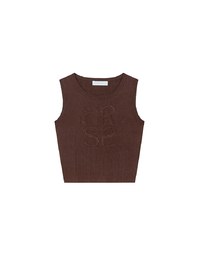 Crop Ribbed Knit Tank Top with AIR SPACE Logo Embroidered