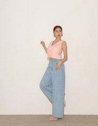 Polka Dot Tie Front Sleeveless Knit Vest Top