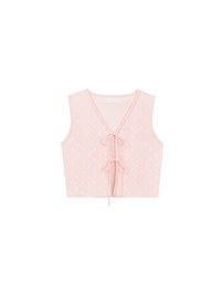 Polka Dot Tie Front Sleeveless Knit Vest Top