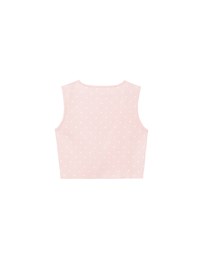 Polka Dot Tie Front Sleeveless Knit Vest Top