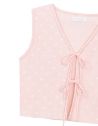 Polka Dot Tie Front Sleeveless Knit Vest Top